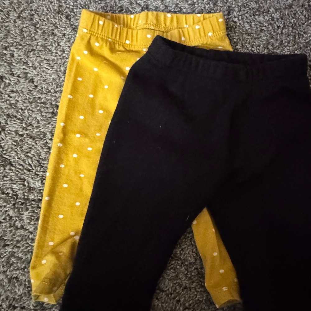 Okie Dokie Yellow Polka Dot and Black Leggings
